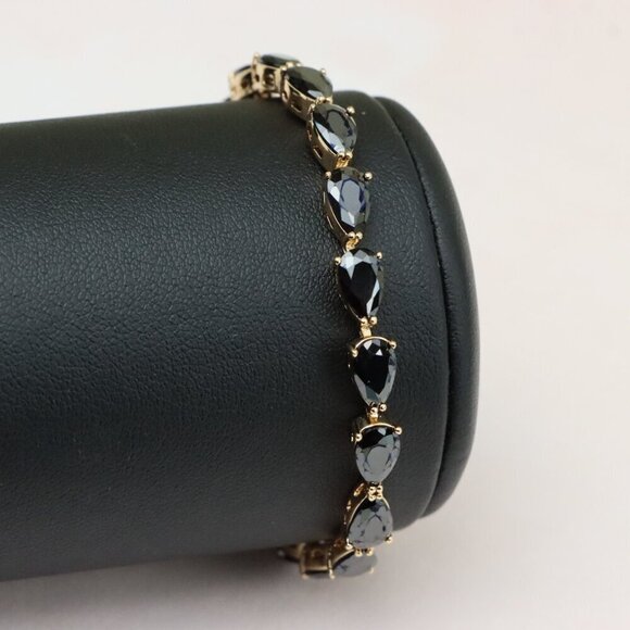 "Rose Gold Bracelet with Black Teardrop Stones – Bold & Elegant, XPBL0814 - Picture 1 of 12